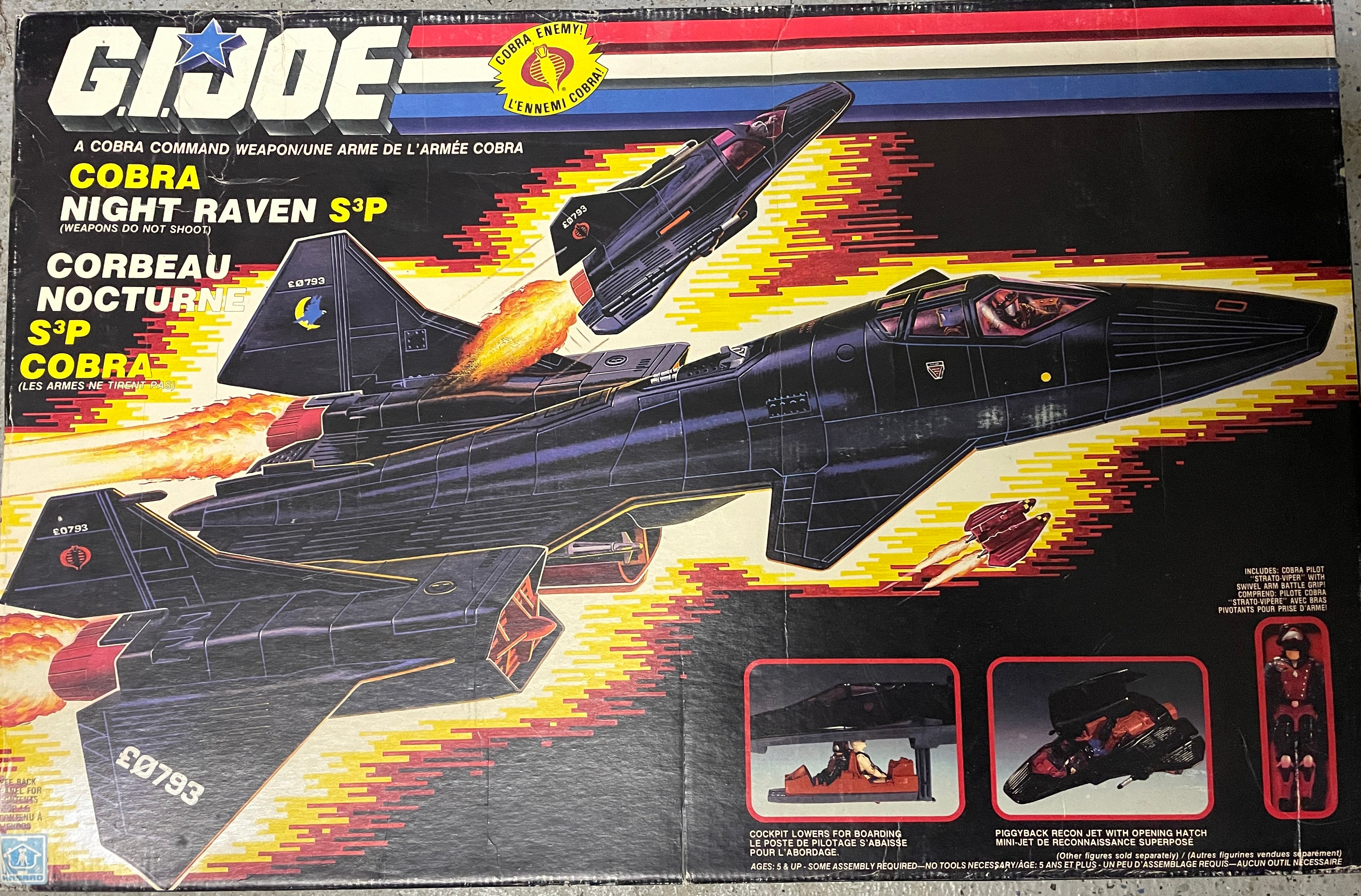 1986 Hasbro GI Joe Cobra Night Raven S3P w/ Strato Viper