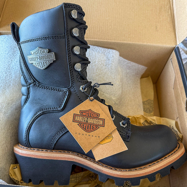 Harley Davidson Women's Tyson Black Leather Motorcycle Boots - New
