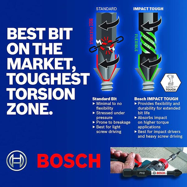 BOSCH ITSQ26B 6 In. Square #2 Impact Tough Screwdriving Bit Set