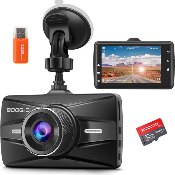Dash Cam Front with 32G SD Card, 1080P FHD 3'' IPS Screen 170°Wide Angle G-Sensor Parking Monitor Loop Recording Motion Detection (New)