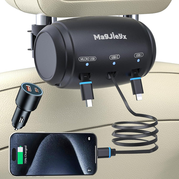 Multi Retractable 3 in 1 Car Charging Adapter for All Phones (New)
