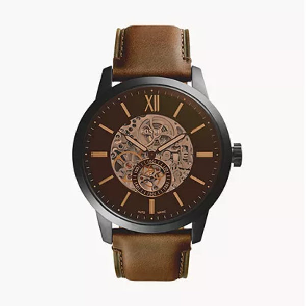 Fossil Townsman 48 mm Automatic Brown Leather Watch - New