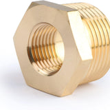 U.S. Solid 2pcs Brass Reducer Hex Bushing Brass Threaded Pipe Fitting (1