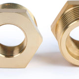 U.S. Solid 2pcs Brass Reducer Hex Bushing Brass Threaded Pipe Fitting (1