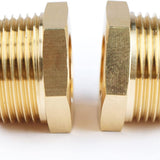U.S. Solid 2pcs Brass Reducer Hex Bushing Brass Threaded Pipe Fitting (1