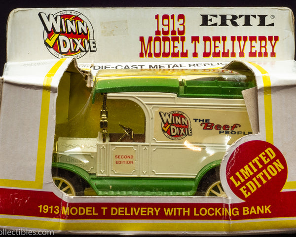 ERTL Diecast Bank 1913 Ford Model T Delivery Winn Dixie 1364 1:25 Scale Die Cast Metal - Limited Edition