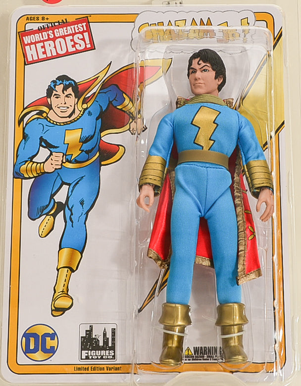 2016 Figures Toy Co Limited Edition Blue & Gold Variant Shazam Jr ! Retro 8 Inch Action Figures