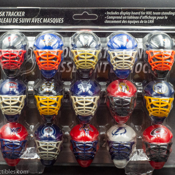 NHL Micro Goalie Mask Standings Tracker Set 30 Piece with Display Board