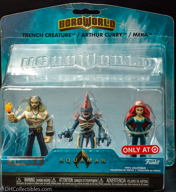 2018 Funko DC Hero World Series 8 Trench Creature, Arthur Curry & Mera Exclusive 4-Inch Vinyl Figure 3-Pack