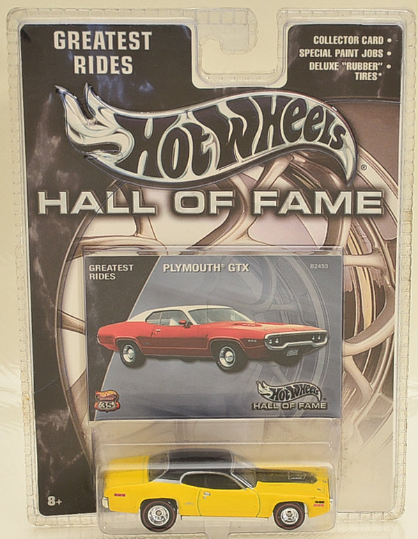 Hot Wheels Hall of Fame Series Greatest Rides Plymouth GTX Yellow w/ Real Riders