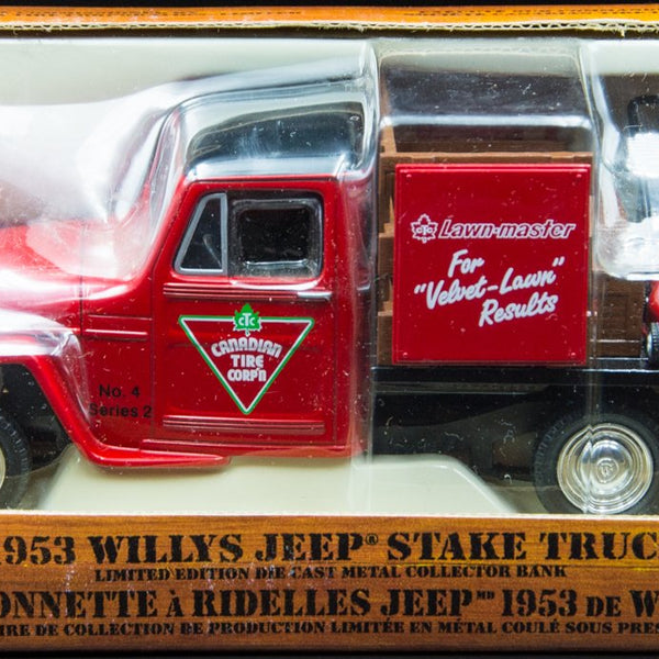 Vintage 1953 Willys Jeep Stake Truck - Canadian Tire Corp Bank - Limited Edition # 0210