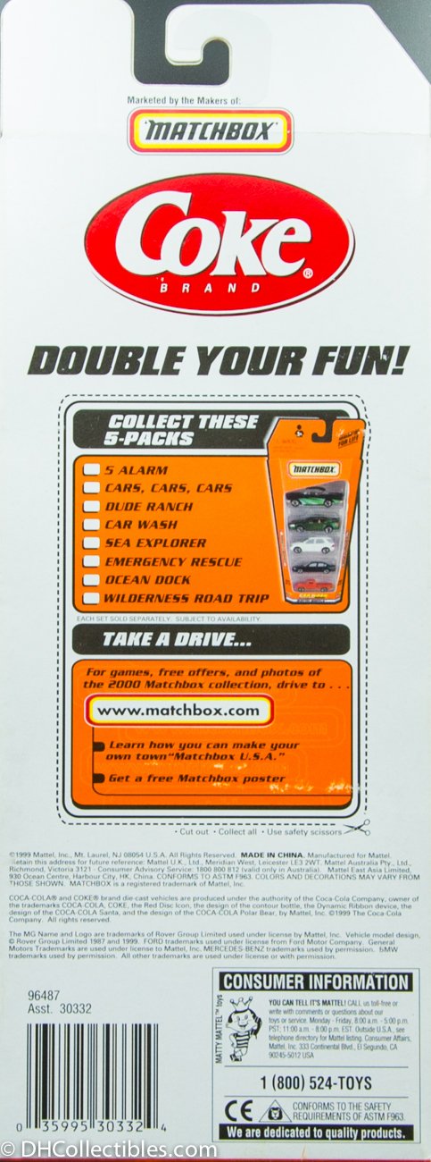 1998 Matchbox Coca-Cola Mattel Wheels 5 Pack Gift Set 1998 Diecast Cars