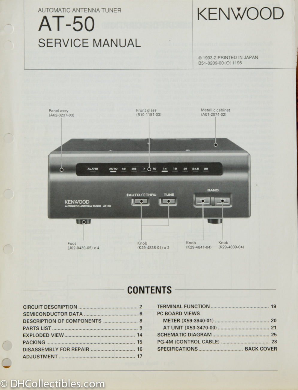 Kenwood AT-50 Amateur Radio Antenna Tuner Service Manual