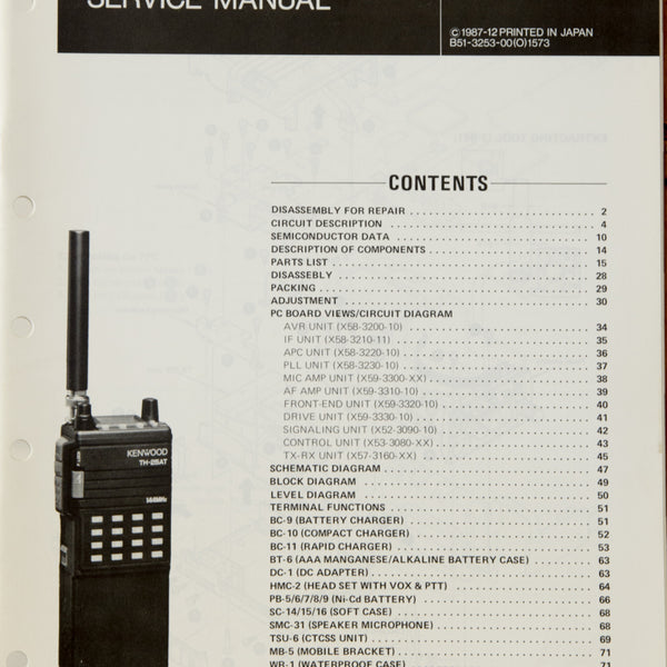Kenwood TH-25 A/E Amateur Radio Service Manual
