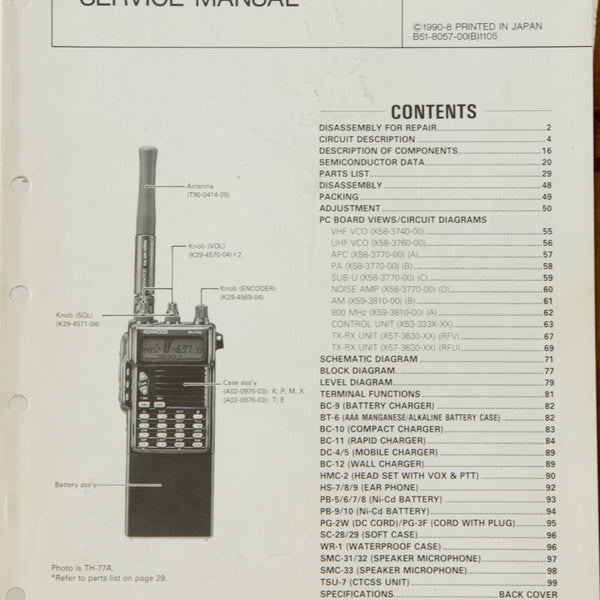 Kenwood TH-77 A/E Amateur Radio Service Manual