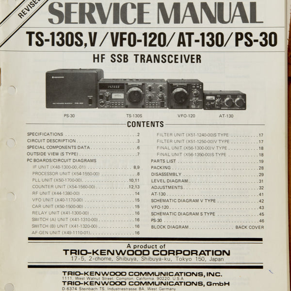 Kenwood TS-130S Amateur Radio Service Manual