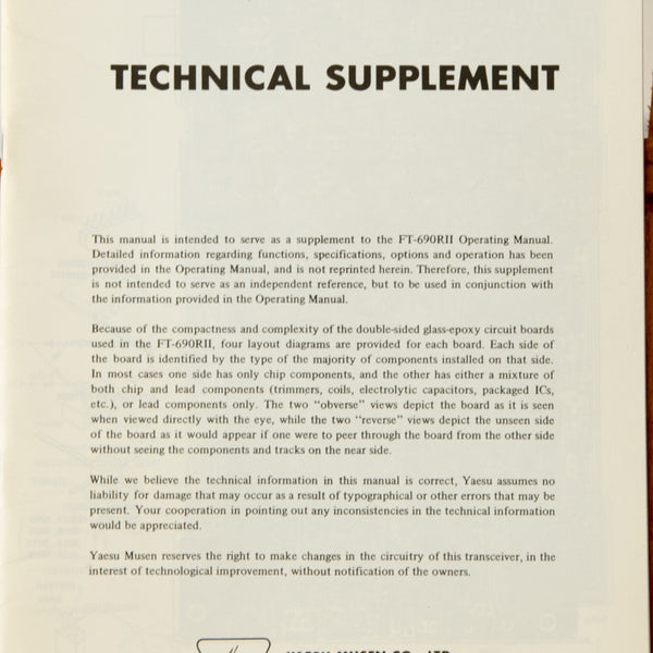 Yaesu FT-690RII Service Manual