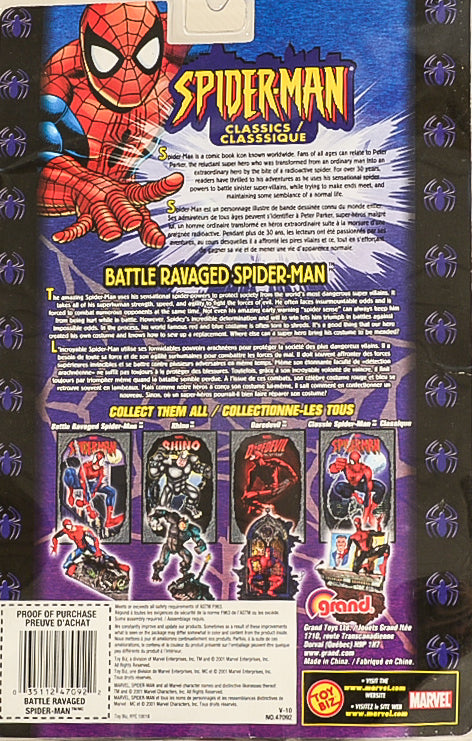 2001 Toy Biz Marvel Battle Ravaged Spider-Man Mini-Poster Variant Action Figure