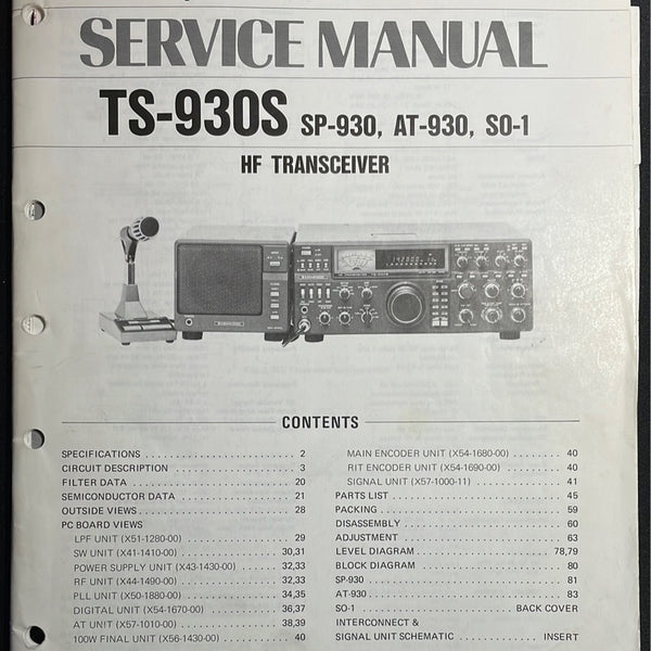 Kenwood TS-930S Amateur Radio Service Manual