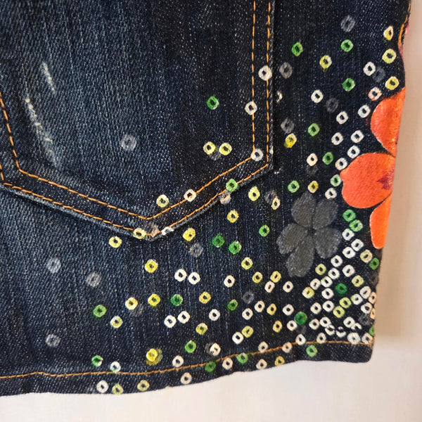 DSQUARED2 Floral Appliqué Denim Skirt - Size 38