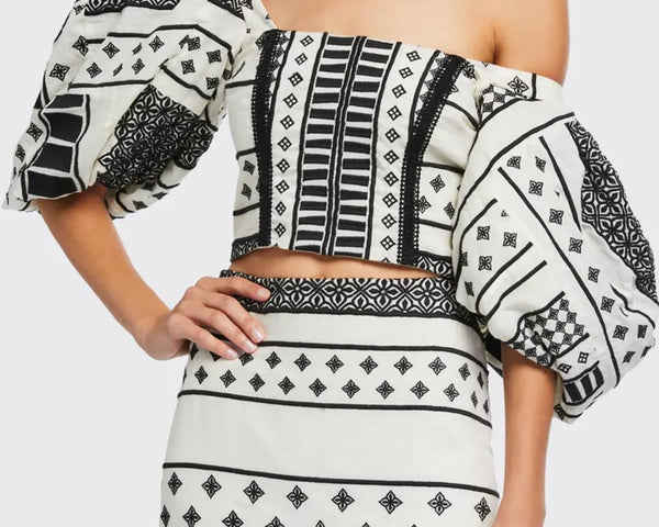 Johanna Ortiz Treasure Hunting Pull Sleeve Crop Top - Size 6