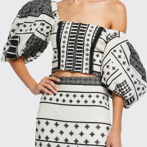 Johanna Ortiz Treasure Hunting Pull Sleeve Crop Top - Size 6