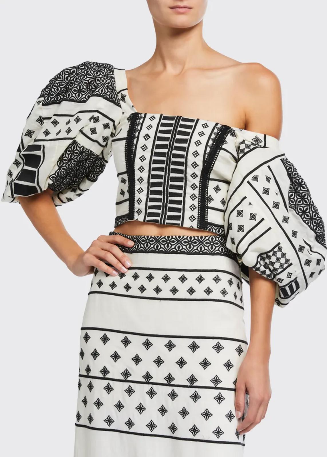 Johanna Ortiz Treasure Hunting Pull Sleeve Crop Top - Size 6