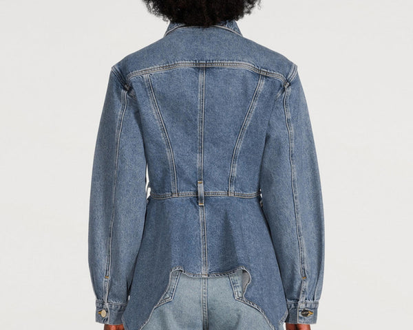Goldsign - Peplum Denim Jacket - Medium