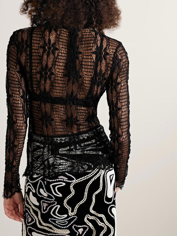 Ulla Johnson - Amal Cotton-Blend Lace Turtleneck Top