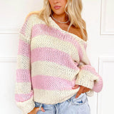 Delaney Pink & Ivory Chunky Knit Sweater - Medium/Large
