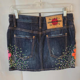 DSQUARED2 Floral Appliqué Denim Skirt - Size 38