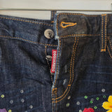 DSQUARED2 Floral Appliqué Denim Skirt - Size 38