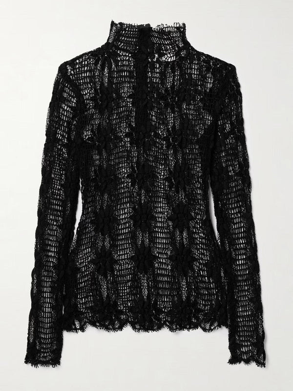 Ulla Johnson - Amal Cotton-Blend Lace Turtleneck Top