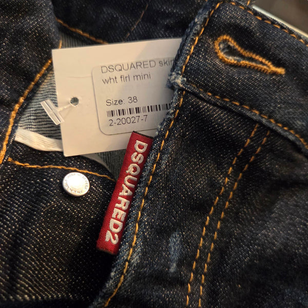 DSQUARED2 Floral Appliqué Denim Skirt - Size 38