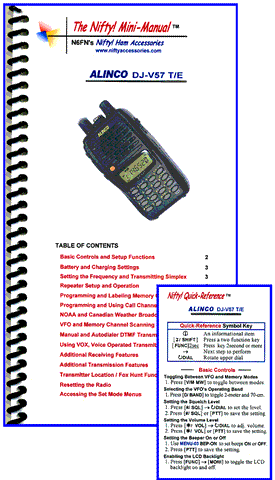 Nifty! Mini Manual and Wallet Card Alinco DJ-V57 T/E (New)