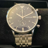 Emporio Armani Men's Chronograph Watch, Silver/Blue Dial, AR1648