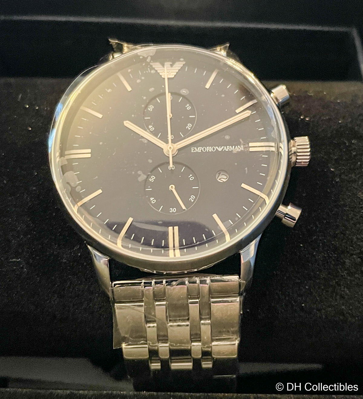 Emporio Armani Men's Chronograph Watch, Silver/Blue Dial, AR1648