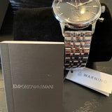 Emporio Armani Men's Chronograph Watch, Silver/Blue Dial, AR1648