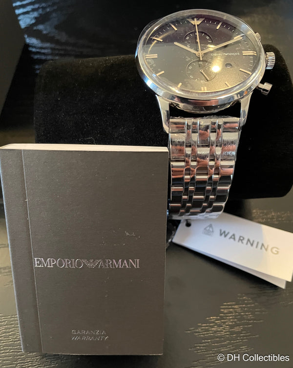 Emporio Armani Men's Chronograph Watch, Silver/Blue Dial, AR1648