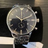 Emporio Armani Men's Chronograph Watch, Silver/Blue Dial, AR1648