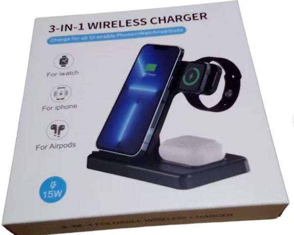 3 in 1 Wireless Charger Station for iPhone/AppleWatch/Airpods