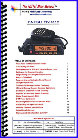 Nifty! Mini Manual and Wallet Card Yaesu FT-1900R (New)