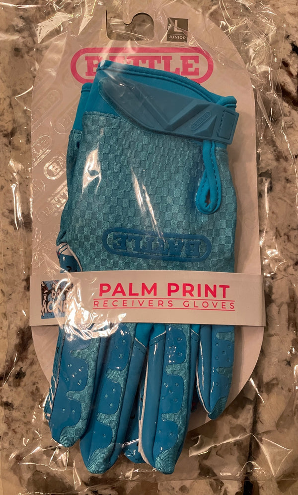 Battle Money Man Palm Print Receiver Football Gloves Size Large Junior
