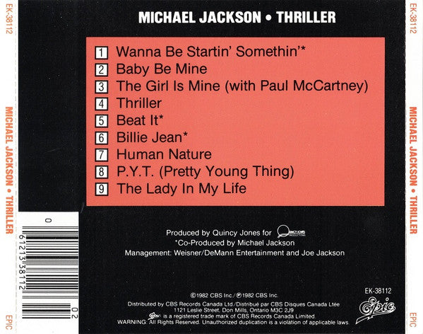 Michael Jackson - Thriller (1982) CD 