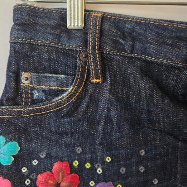 DSQUARED2 Floral Appliqué Denim Skirt - Size 38