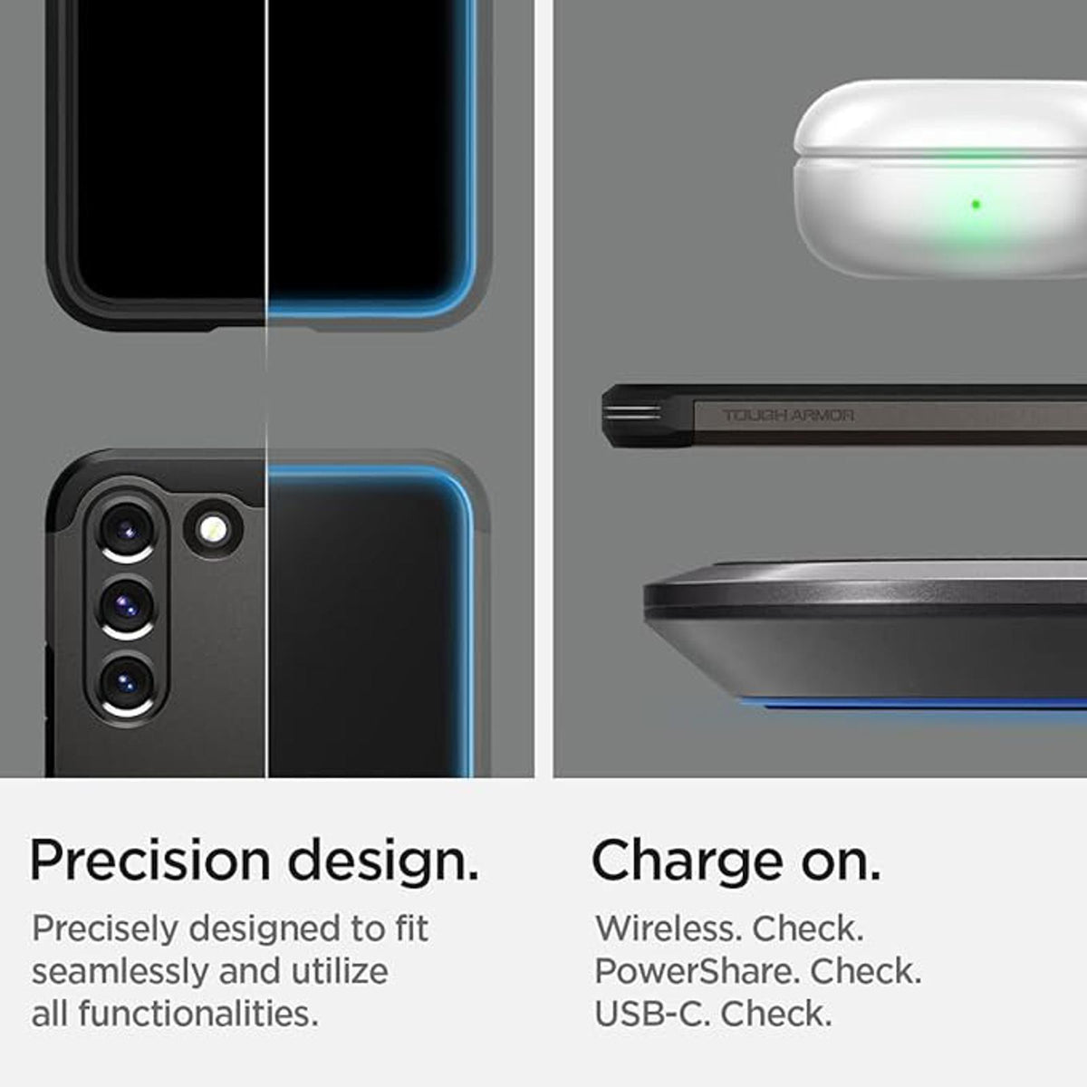 Spigen Tough Armour Designed for Samsung Galaxy S22 Case (2022) - Gunmetal