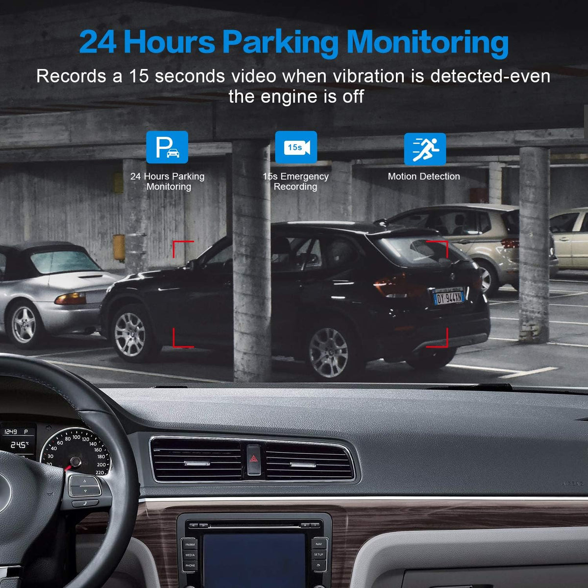 Dash Cam Front with 32G SD Card, 1080P FHD 3'' IPS Screen 170°Wide Angle G-Sensor Parking Monitor Loop Recording Motion Detection (New)