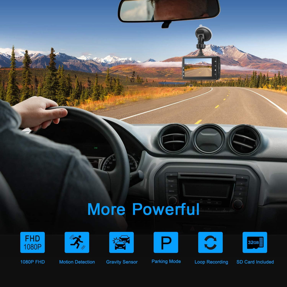 Dash Cam Front with 32G SD Card, 1080P FHD 3'' IPS Screen 170°Wide Angle G-Sensor Parking Monitor Loop Recording Motion Detection (New)