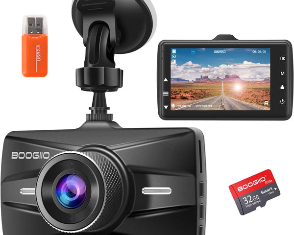 Dash Cam Front with 32G SD Card, 1080P FHD 3'' IPS Screen 170°Wide Angle G-Sensor Parking Monitor Loop Recording Motion Detection (New)