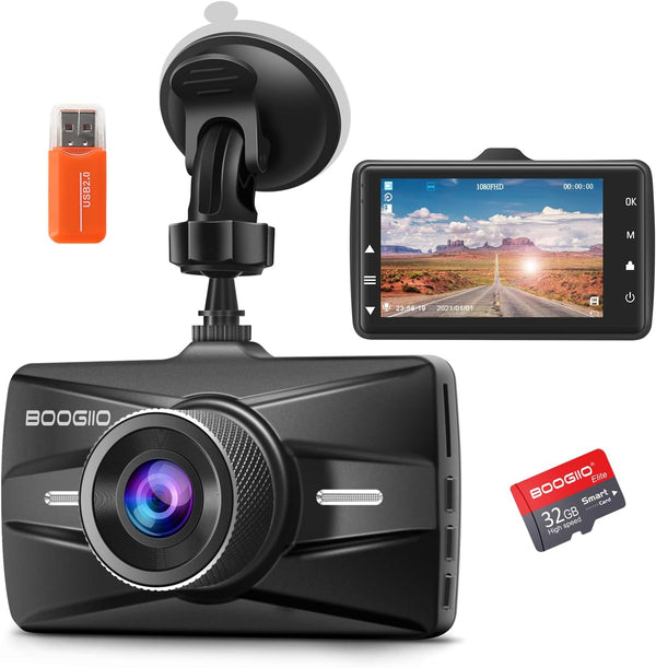 Dash Cam Front with 32G SD Card, 1080P FHD 3'' IPS Screen 170°Wide Angle G-Sensor Parking Monitor Loop Recording Motion Detection (New)